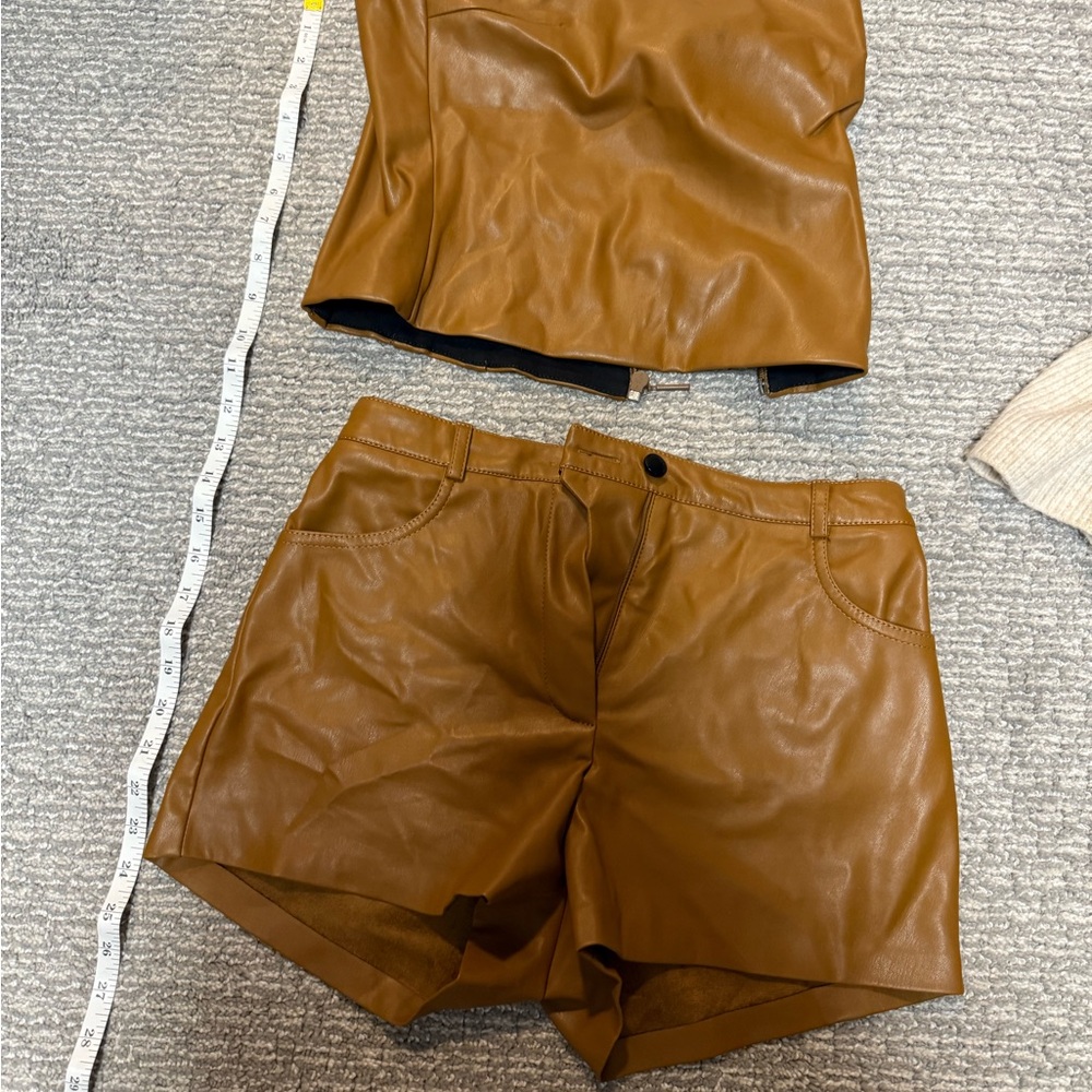 CULTNAKED Brown Leather Short and Bandeau top set - Picture 4 of 4